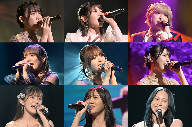「第6回AKB48グループ歌唱力No.1決定戦 ファイナリストLIVE」に参加する上段左から岡村梨央、村山彩希、三村妃乃/中段左から、田口愛佳、清司麗菜、大塚七海/下段左から、坂本愛玲菜、ルル・サルサビラ、豊永阿紀