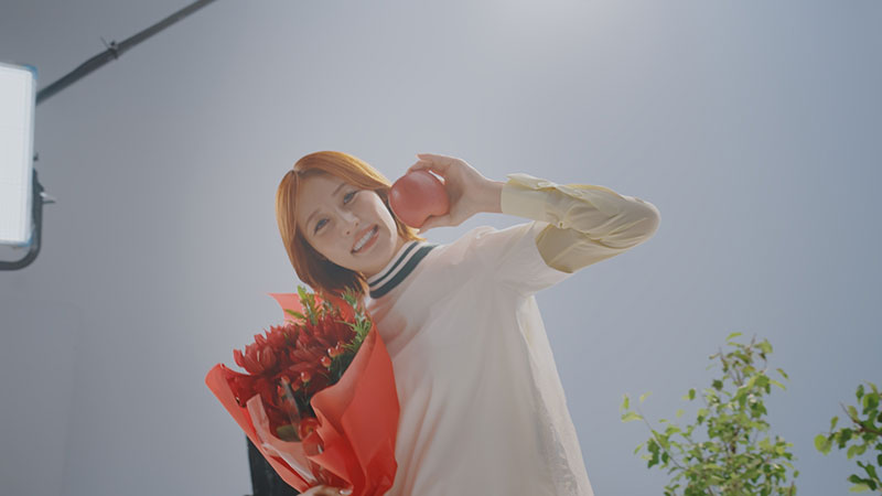 王林が出演するTVCM「青森りんご植栽150周年」篇のメイキング