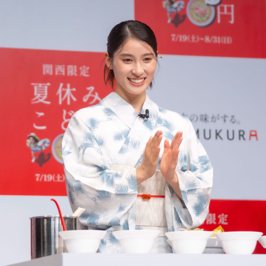 土屋太鳳が「どうとんぼり神座新CM&夏休みこども0円キャンペーン発表会」に出席