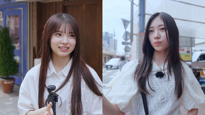 二手に分かれてミッションをこなす川端晃菜(右)と森平麗心(左)