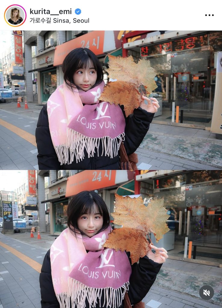 韓国・ソウルの街を歩くくりえみ