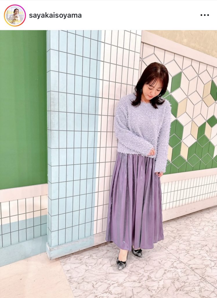 温かそうなニットとロングスカートが良く似合う磯山さやか