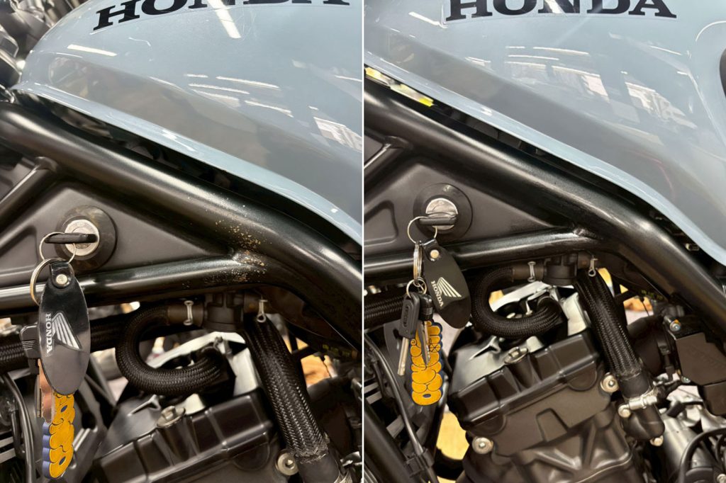 坂元誉梨の『初心者バイク女子の奮闘日記』#57より“ビフォーアフター”