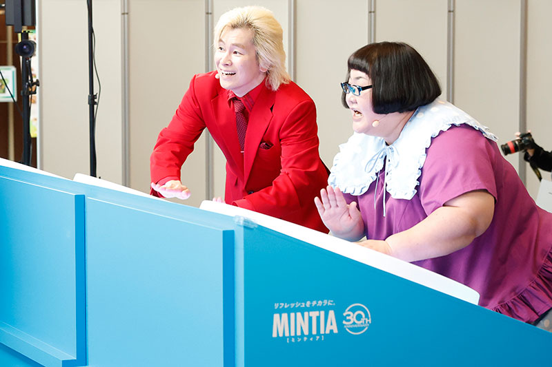 メイプル超合金が「ミンティアリフレッシュビート」PR発表会に出席