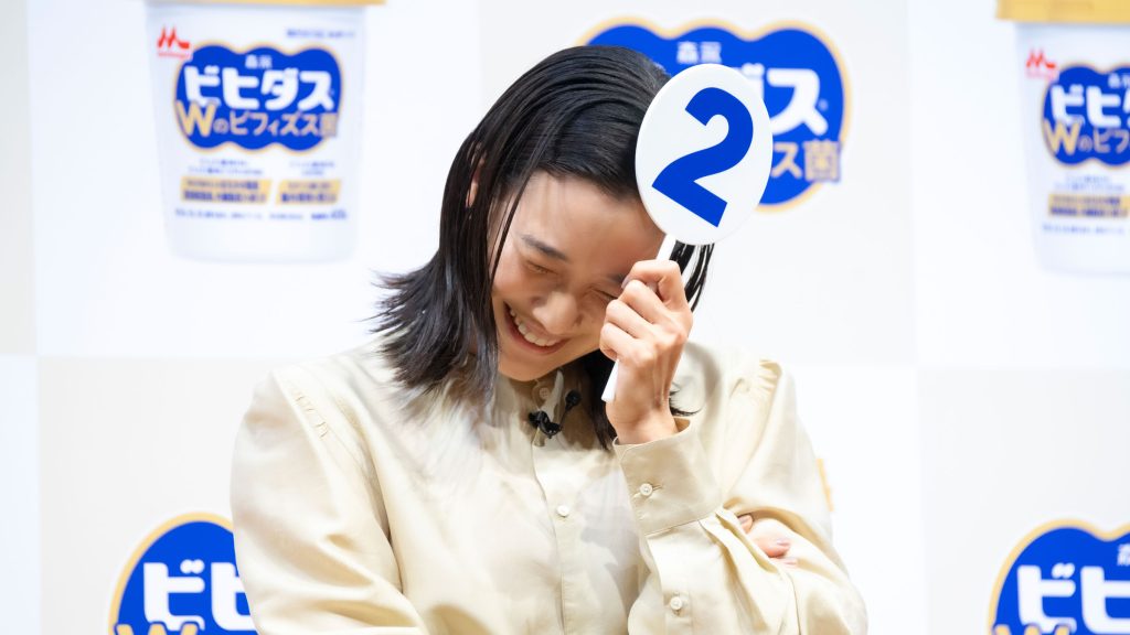「ビヒダスヨーグルト Wのビフィズス菌」新CM発表会に出席した蒼井優