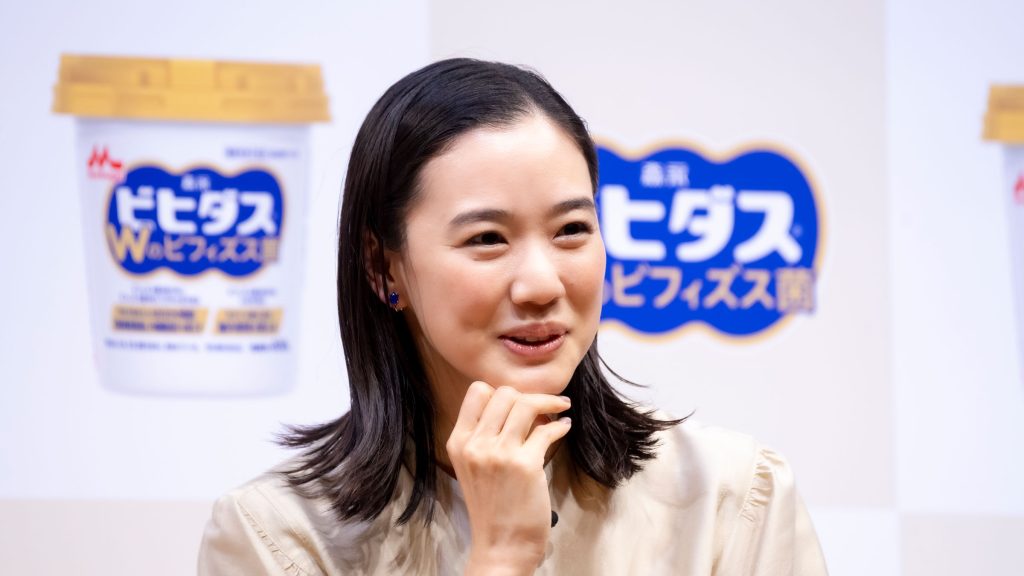 「ビヒダスヨーグルト Wのビフィズス菌」新CM発表会に出席した蒼井優