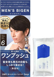 白髪染め 男性用 【医薬部外品】 ホーユー メンズビゲン ワンプッシュ6 (ダークブラウン) 1剤40ｇ+2剤40g カラーリング用ケープセット付 6ダークブラウン(ケープ付) 1個 (x 1)