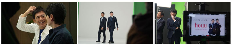 『メンズビゲン』の新TV-CM「実感！ワンプッシュ～楽屋の華大～」篇メイキング