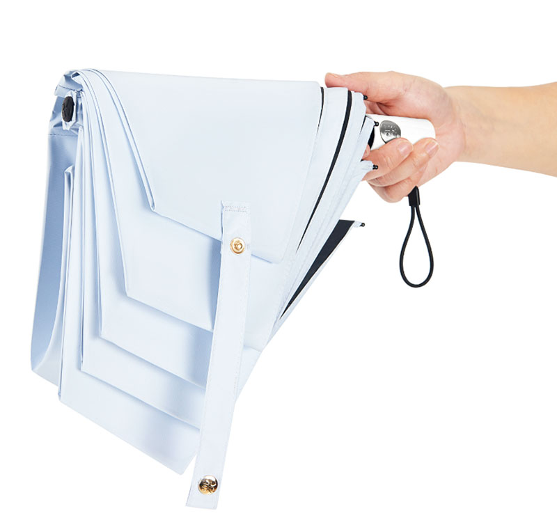 KONCIWAの人気モデル「MFU1S AIR 1秒で折りたためる晴雨兼用傘」アイスブルー