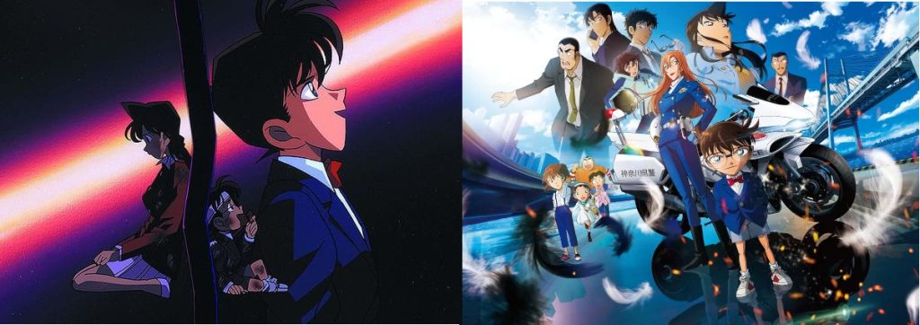 写真左から劇場版第1作『時計じかけの摩天楼』、劇場版第29作『ハイウェイの堕天使』