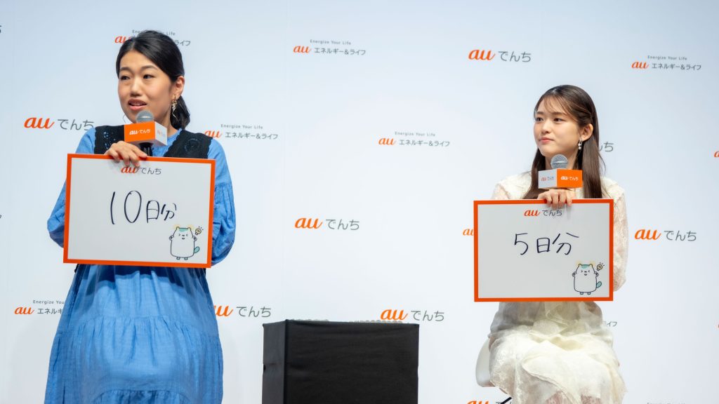 新サービス『auでんち』PR発表会に出席した横澤夏子と松村沙友理