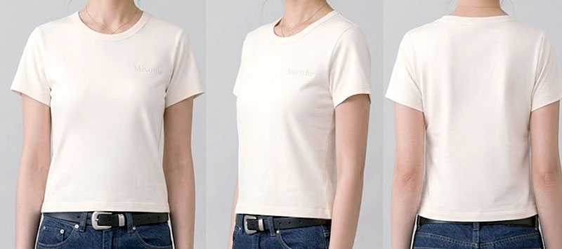 Mireille ロゴ エンボス コットンTシャツ(ホワイト/M)